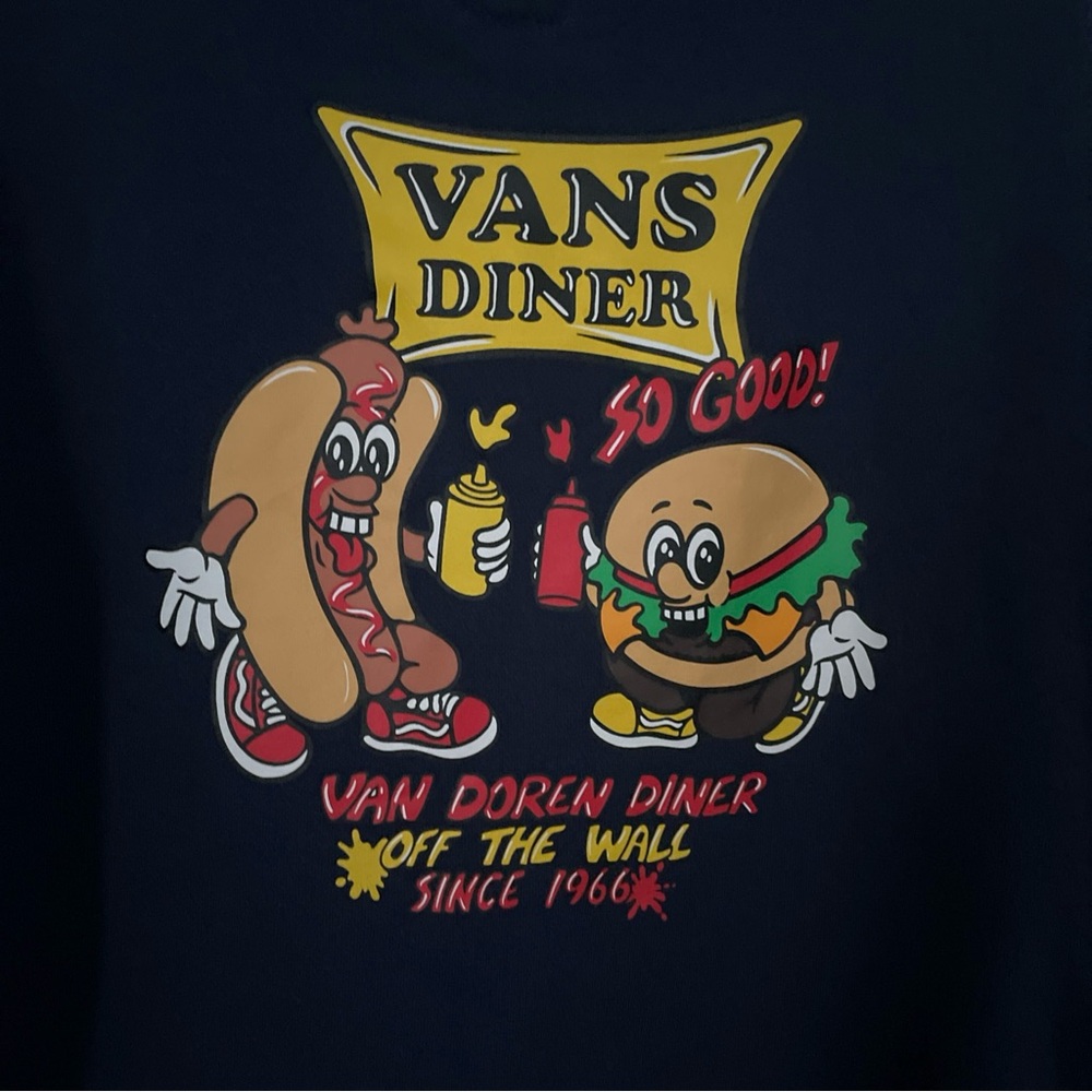 Youth Vans Diner Navy Zip Hoodie with Retro Sign XL